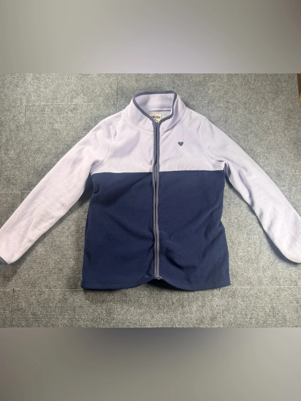 OshKosh B’gosh Girls Size 14 Fleece Jacket Light Lavender Navy Full Zip